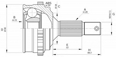 OPEN PARTS cvj525710 -  Шарнирный комплект, приводной вал